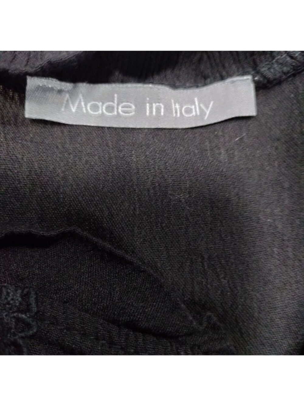 Made in Italy Whimsy Boho Black Lace MTrim Ruffle Button Up Sleeve Blouse - Picture 7 of 10